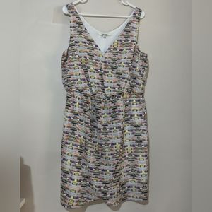 5 for $25 Daniel Rainn Mini Faux Wrap Dress Women Size L Pink Multi Sheath Boho